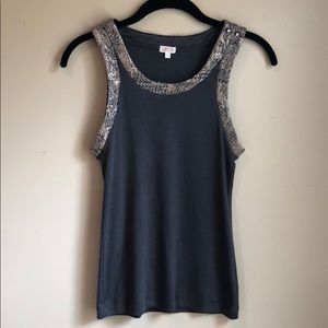 LaRok Sleeveless Tank With Wool Metallic Details
